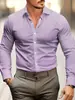 Camisa masculina de manga longa para comércio exterior transfronteiriço com estampa digital xadrez de bolinhas casual business com colarinho