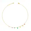 Collar de Diamantes Completo Collar de Gema de Color Apilado con Temperamento Acero de Titanio Oro de 18k Collar de Zirconia para Mujer Venta al por Mayor