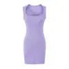 Vestido Cuadrado Ajustado sin Mangas Estilo Chica Picante para Mujer Otoño Capa Base Adelgazante Bodycon Temperamento Pura Deseo Falda Corta Ajustada a la Cadera