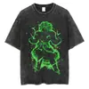 Camiseta Streetwear Hip Hop para Hombre Talla Europea Transfronteriza Negro Lavado Retro