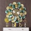 Novo estilo chinês folha de ginkgo sala de estar relógio de parede relógio de parede artístico luz de casa luxo estilo americano simples criativo relógio decorativo
