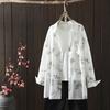 Verano Nuevo Estilo Estampado de Tinta Suelto Casual Manga Larga Camisa Mediana para Mujer Protección Solar Camisa Fina Top Exterior