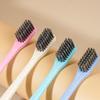 Palha de trigo cabelo macio tubo independente viagem adulto cabelo macio cabeça pequena bambu carvão escova de dentes dental escova de dentes diária atacado