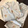 Pijama azul de estrellas muy elegante y moderno, conjunto de cárdigan de manga larga y pantalón largo para primavera y otoño, ropa de casa para niñas