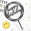 Cartão acrílico de bolo de aniversário vestido dourado cartão HB acrílico mesa de panificação layout rosa