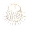 Colar ZA transfronteiriço de luxo de alta qualidade com design criativo, resistente, em rede de pesca multicamadas com strass completo, elegante e moderno para mulheres em banquetes
