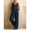 Amazon Transfronterizo Europeo y Americano Nuevo Estilo 2026 Conjunto de Dos Piezas para Mujer: Chaleco sin Mangas y Pantalones de Pierna Ancha Ropa para Mujer