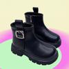 Botas Martin para niña nueva moda infantil estilo británico botines niña pequeña suela blanda antideslizante niños medianos y grandes forro de terciopelo forro sencillo