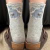 Calcetines Blancos de Gato para Mujer Verano Delgados con Bola Estereoscópica Dibujos Animados Lindos de Media Pantorrilla Calcetines Personalizados Divertidos de Huevo