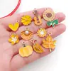 Conjunto Misto de 20 Acessórios de Joalheria de Liga de Metal com Gotejamento de Óleo de Flor e Folha Amarela para Pulseiras, Brincos, Chaveiros, Pingentes e Charms DIY