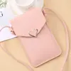 Nuevo estilo de moda, bolso cruzado con cierre, pantalla táctil transparente para teléfono móvil, billetera femenina, retro, estudiante, color sólido, hebilla, billetera pequeña