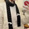 Bufanda de Punto Pequeña con Lunares y Lazo Dulce Coreano para Mujer en Otoño e Invierno Bufanda Cálida Versátil Fina Suave Retro Cera