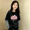 Camiseta de Manga Longa para Menina Roupa de Outono para Bebê Top Infantil Estiloso para Menina Camada Base Roupa Íntima Roupa Infantil Falso Duas Peças