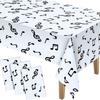 Toalha de mesa tema musical preto e branco bola de nota festa de canto decoração de aniversário infantil toalha de mesa descartável de PE