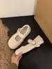 Zapatos blancos de suela gruesa con forro de felpa para mujer, adecuados para usar al aire libre, nuevo estilo Mary Jane otoño/invierno 2025, zapatos de algodón afelpado