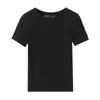 Comércio Exterior Estilo Europeu e Americano Outono Novo Roupa Feminina Estilo Simples Slim Fit Gola Redonda Manga Curta Reta Camiseta Top