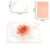 Novo Cartão de Cumprimentos 3D Criativo com Flor Rosa Giratória, Cartão Pop-Up para o Dia do Professor, Pequeno Cartão de Bênção de Gratidão, Escultura em Papel Atacado