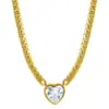 Collar de Acero Inoxidable con Forma de Corazón de Moda para Mujer con Diamantes Engastados a Mano, Set de Joyería de Moda Europeo y Americano