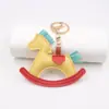Cavalo de Balanço Criativo Pingente de Mochila Boutique Pingente de Carro Pônei de Algodão do Carrossel Chaveiro Corrente de Joia
