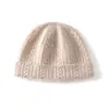 Chapéu de cashmere trançado de cor sólida para mulheres, novo estilo outono/inverno, espessado, com capuz, gorro, chapéu de tricô, chapéu de lã