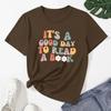 Camiseta estampada com letras de gola redonda transfronteiriça europeia e americana, popular, verão, algodão puro, comércio exterior, casual, manga curta, top feminino