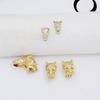 AB Estilo retro europeo y americano chapado en oro diseñador genio cabeza de leopardo con incrustaciones de diamantes personalidad feroz exquisitos aretes de anillo