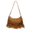 Design de Nicho Outono 2026 Nova Moda de Alto Estilo Bolsa de Ombro Transversal Versátil Simples com Rebites e Franjas