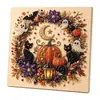Bestseller transfronteiriço: Pintura de diamante de pérola e diamante de Halloween gato preto lua decoração de casa ornamento de janela arte DIY decoração