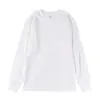 Camiseta de manga longa 260G de algodão puro, novo estilo 2024, masculina, cor sólida, corte solto, gola redonda, adequada para primavera e outono, peça básica para sobreposição, moderna