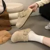 Chinelos Birkenstock de Pelúcia com Aumento Interno de Altura Retrô Outono 2026 Novos Calçados Meio Fechados de Solado Grosso Peludos Slip-on para Pessoa Preguiçosa