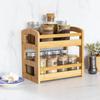 Porta-Condimentos de Bambu de Camada Dupla Prateleira de Armazenamento para Bancada de Cozinha Porta-Temperos Garrafas de Condimento Porta-Temperos Prateleira de Armazenamento de Cosméticos