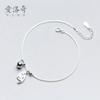 Tobillera de Plata S925 para Mujer Estilo Coreano Moda Linda Tobillera con Cascabel de Gatito Elegante Dulce Tobillera Joyería para Mujer S2298