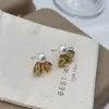 Pendientes de Botón de Encaje Hueco con Lazo y Perlas de Diseño Francés, Super Hada, Lujo Ligero, Sensación de Alta Gama, Versátiles y Dulces