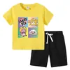 Camiseta Infantil 2023 Verão Nova Roupa Infantil de Comércio Exterior ins Algodão Coreano Calça de Manga Curta Infantil Conjunto de Duas Peças