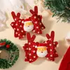 Set de Pinzas Navideñas Más Vendidas Transfronterizas Moño de Fiesta Cuernos Grandes Brillo Accesorios para el Cabello de Niños 4765
