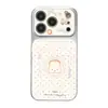 Adequado para capa de celular Apple 17 Pro Max iPhone 16, fofo de desenho animado, anti-queda, com suporte, bandeja de coelho de bolinhas