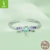 Anel Pulseira de Prata Postura Rima Novo Prata S925 Libélula Anel de Dedo Indicador Abertura Estilo Pastoral Floresta de Primavera BSR384