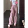 Pantalones Largos de Pierna Ancha Pequeña Cintura Alta Holgados Delgados de Pierna Recta Pantalones Casuales para Mujer Xia Xin K0611Z