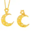 Acessórios DIY da Loja Puzuo Gold, Mesmo Estilo de Joias Banhadas a Ouro, Colar Pingente Estrela e Lua Florais Cravejados com Diamantes, Corrente de Clavícula Amor Estrela e Lua para Mulheres