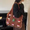 Bolsa Feminina Fofa da Moda 2025 Nova Bolsa de Ombro Grande Capacidade para o Dia a Dia Bolsa de Tricô Bolsa Tote Casual
