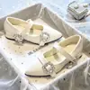 Zapatos de Princesa de Tacón Alto para Niñas 2026 Nuevos de Primavera/Otoño Punta Fina para Actuación Infantil Show Wear con Vestidos Formales Zapatos Planos de Moda
