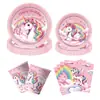 Pratos de Papel Unicórnio Arco-Íris, Guardanapos, Copos de Papel, Louça Descartável, Faixas, Balões, Toalhas de Mesa e Adereços de Decoração para Festas