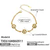 Set de joyería de acero inoxidable estilo lujo transfronterizo europeo y americano con circonita cúbica de colores en forma de esfera, incluyendo un brazalete, un collar y unos pendientes