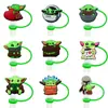 Ventas Directas de Fábrica Serie Yoda Tapas de Paja Reutilizables Goma Suave DIY Tapa Antipolvo para Bebidas Accesorios de Cubierta para Popotes