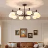 Candelabro de hierro y vidrio estilo vintage para sala de estar, de lujo ligero y elegante, adecuado para comedor, dormitorio, protección ocular, luminaria principal para el pasillo