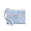 Bolso de Mano con Cremallera y Hebilla de Corazón de Nuevo Estilo Transfronterizo para Mujer, Cartera Corta Plegable de Cuero para Mujer con Bordado de Corazón de Melocotón, Billetera para Monedas