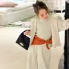 Roupas infantis em formato de pera, jaqueta moletom com capuz para meninas, inverno, estilosa, outono e inverno, conjunto com atmosfera, blusa infantil, roupas de bebê