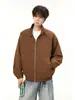 Chamarra vintage raglán, talla grande, cuello alto, top sencillo, chamarra silueta aviador, estilo americano casual holgado para hombre