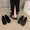 Estilo Novo Outono e Inverno Sapatos Mary Jane Retrô Francês para Uso Externo Sapatos Planos Elegantes e Estilosos Peludos para Mulheres 2025