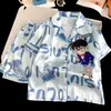 Pijamas de Seda de Hielo para Niños, Estilo Delgado de Verano, Lindo Conjunto de Manga Corta con Dibujos Animados para Niñas, Adecuado para Niñas Mayores, Ropa para el Hogar con Aire Acondicionado